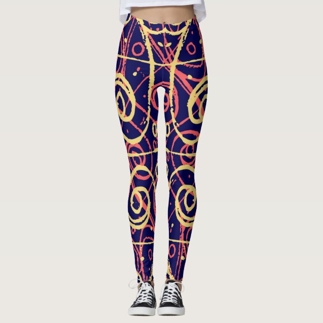 Leggings Diseño de moda abstracto de estilo vintage (Anverso)