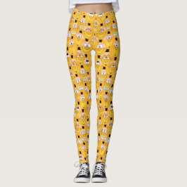Leggings Diseño de moda de la emoji amarilla de la