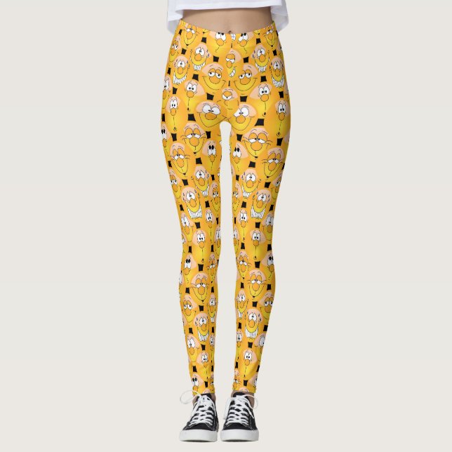 Leggings Diseño de moda de la emoji amarilla de la (Anverso)