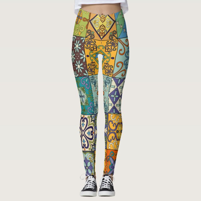 Leggings Diseño de mosaicos de talavera portuguesa (Anverso)
