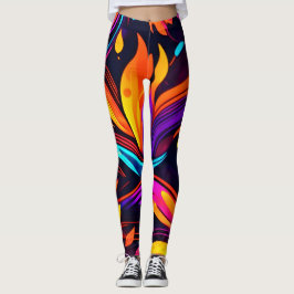 Leggings Diseño de Neon Fire con Iconos feroces