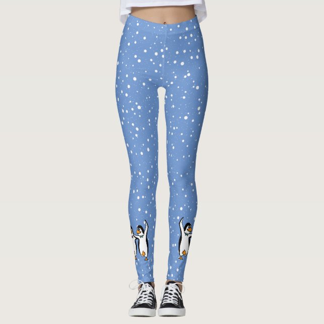 Leggings Diseño de Nieve de Pingüinos Bailarines (Anverso)