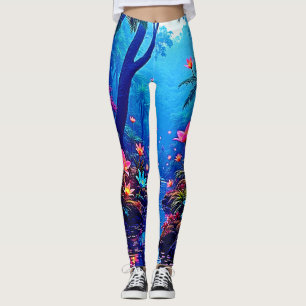 Leggings Diseño de oasis de jungla etérea brillante