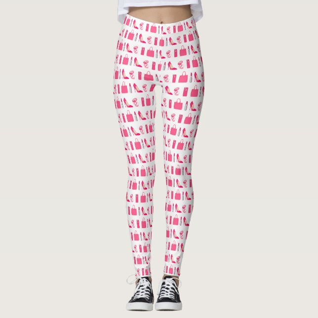 Leggings Diseño de objetos blancos y rosados para chicas (Anverso)