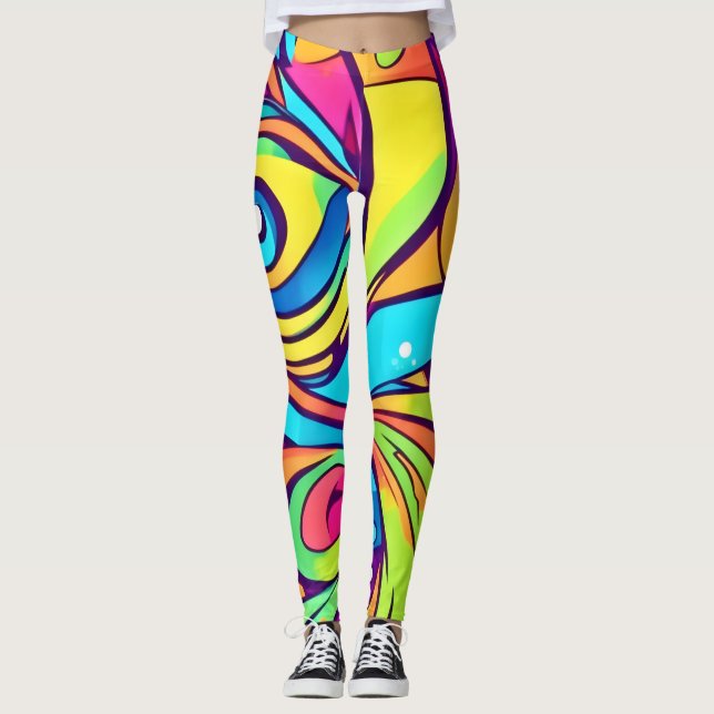 Leggings Diseño de ojos vibrantes abstractos (Anverso)