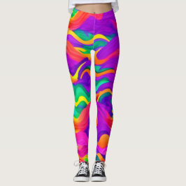Leggings Diseño de onda abstracta colorida