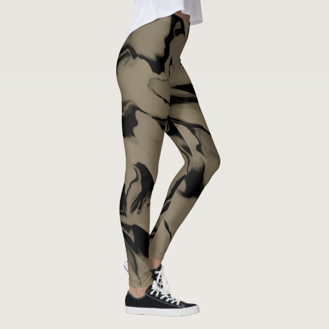 Leggings Diseño de ondas de marrón y bronceado (Derecha)