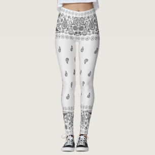 Leggings Diseño de paisley blanca y negra