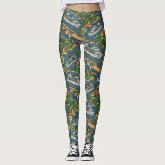 Leggings Diseño de Pasaje Tropical Crucero del Canal de Pan