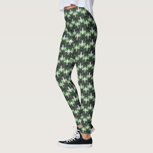 Leggings Diseño de patrón abstracto botánico 1317 (Izquierda)