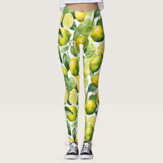 Leggings Diseño de patrón de acuarela de limones