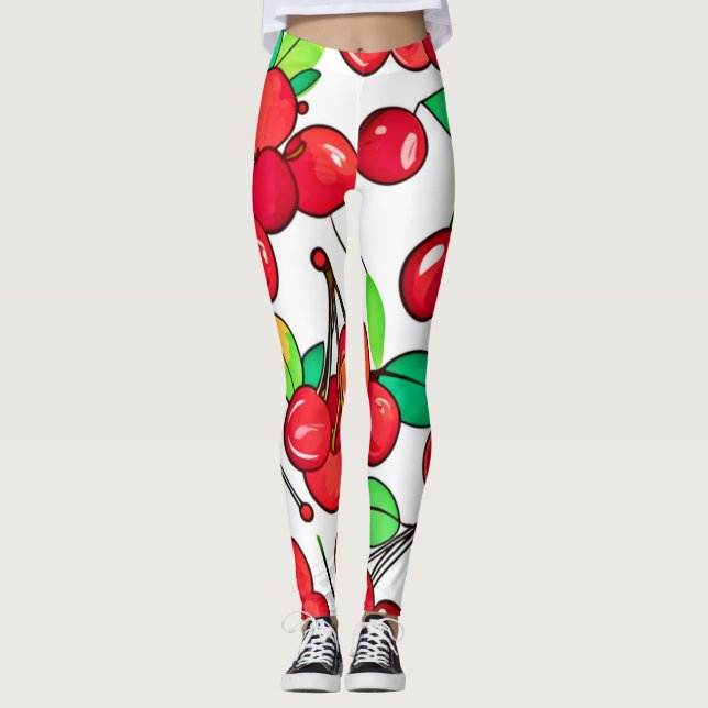 Leggings Diseño de patrón de cereza (Anverso)