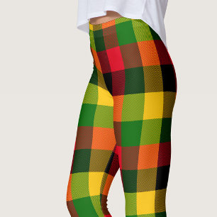 Leggings Diseño de patrón de cuadros de colores reggae Rast