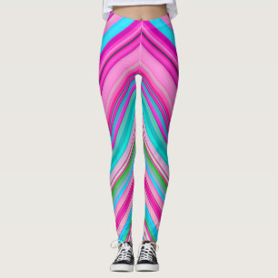 Leggings Diseño de patrón de franja de arcoíris vibrante