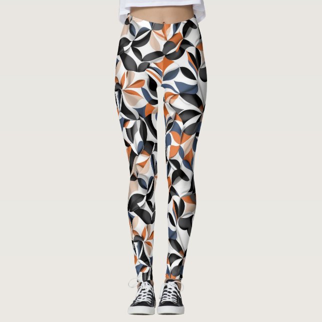 Leggings Diseño de patrón de geometría de flujo abstracto m (Anverso)