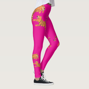 Leggings Diseño de patrón de impresión de animal tigre rosa
