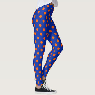 Leggings Diseño de patrón de lunares naranja sobre azul