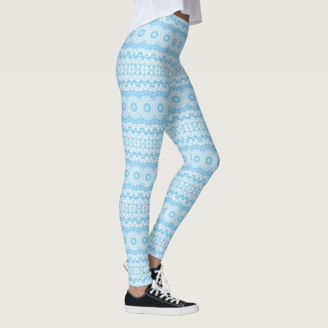 Leggings Diseño de Patrón de Mandala Azul Claro (Derecha)