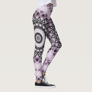 Leggings Diseño de patrón de mandala geométrico violeta y n