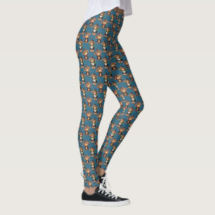 Leggings Diseño de Patrón de Mono Azul