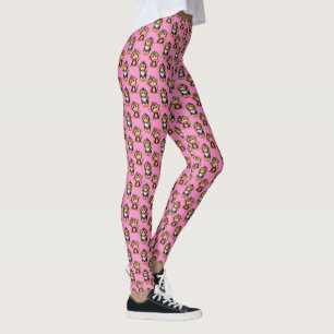 Leggings Diseño de Patrón de Mono Rosa