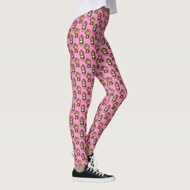 Leggings Diseño de Patrón de Mono Rosa  (Derecha)