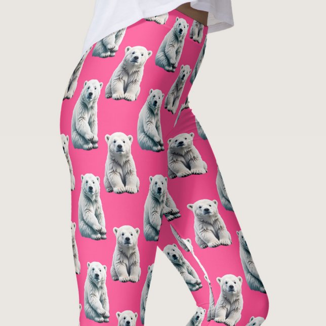 Leggings Diseño de patrón de oso polar rosa (Subido por el creador)