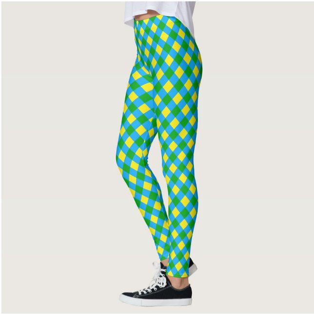 Leggings Diseño de patrón de placa de cheque amarillo verde (Subido por el creador)