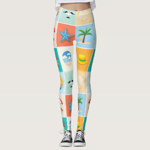 Leggings Diseño de patrón de playa 3x3