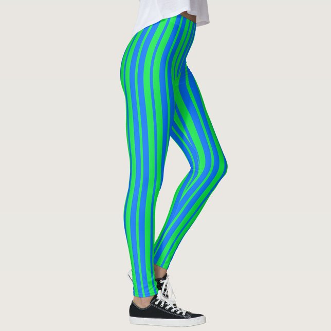 Leggings Diseño de patrón de rayas elegantes azul verde (Subido por el creador)