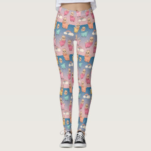 Leggings Diseño de patrón mágico de unicornio y estrellas