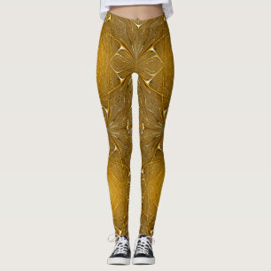Leggings Diseño de patrón Metalizado dorado