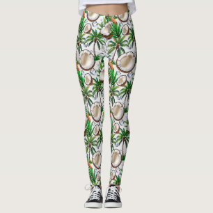 Leggings Diseño de patrón tropical de palmeras de coco