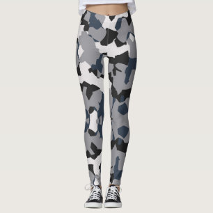 Leggings Diseño de patrones abstractos en negro, gris y bla