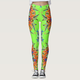 Leggings Diseño de patrones abstractos ( Lime Green )