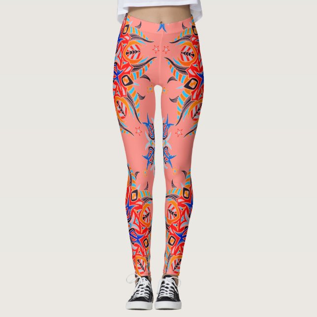Leggings Diseño de patrones abstractos ( Salmon ) (Anverso)