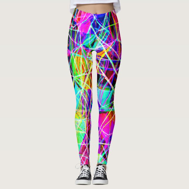 Leggings Diseño de patrones abstractos vibrantes (Anverso)