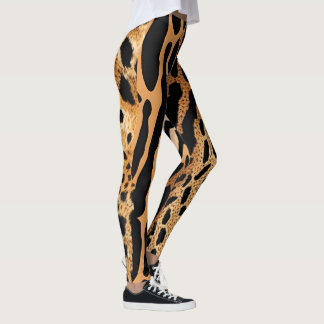 Leggings Diseño de patrones asimétricos con foco de animale