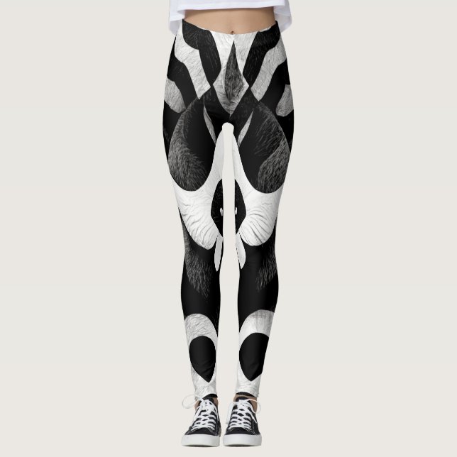 Leggings Diseño de patrones de animales blancos y negros (Anverso)
