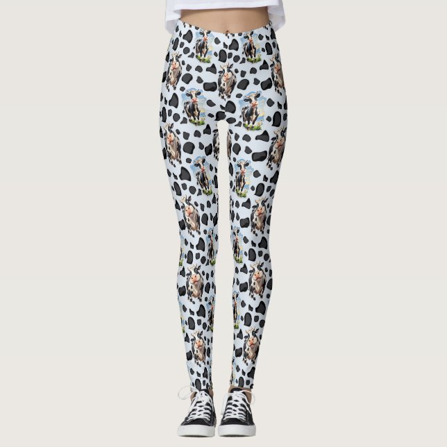 Leggings Diseño de patrones de animales de vaca (Anverso)
