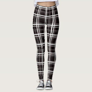 Leggings Diseño de patrones de bandas de cuadrícula de plás