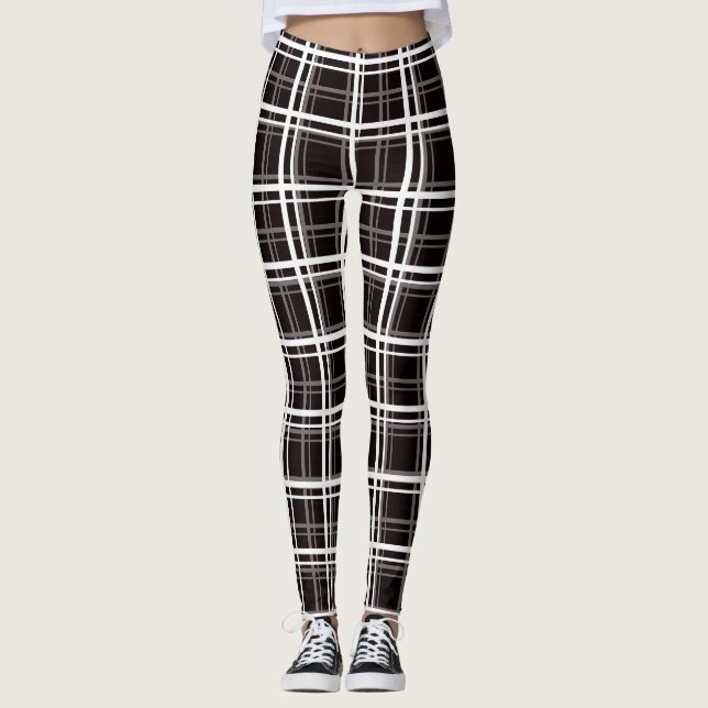 Leggings Diseño de patrones de bandas de cuadrícula de plás (Anverso)