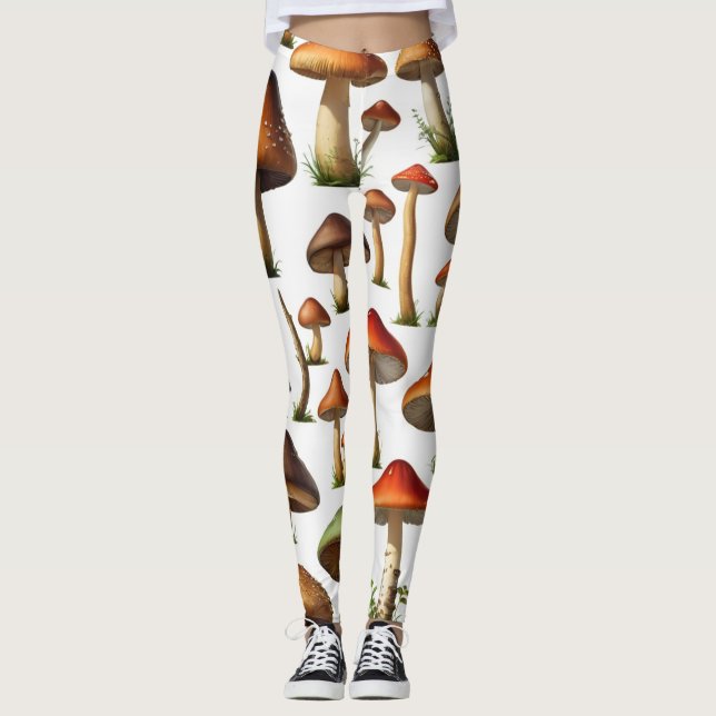 Leggings Diseño de patrones de colección de hongos (Anverso)