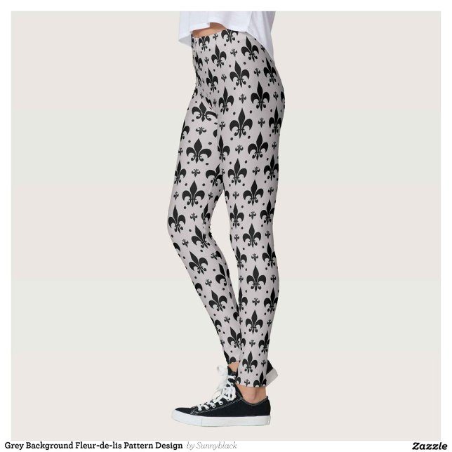Leggings Diseño de patrones de flor de fondo gris de lis (Subido por el creador)