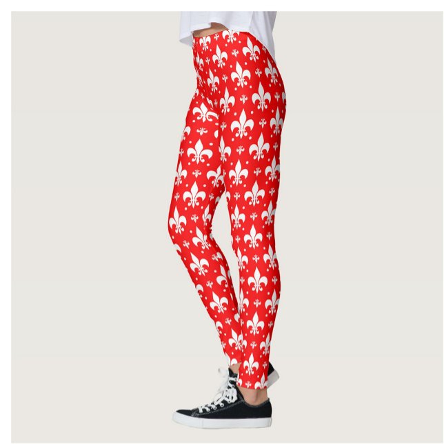 Leggings Diseño de patrones de flor rojo de lis (Subido por el creador)