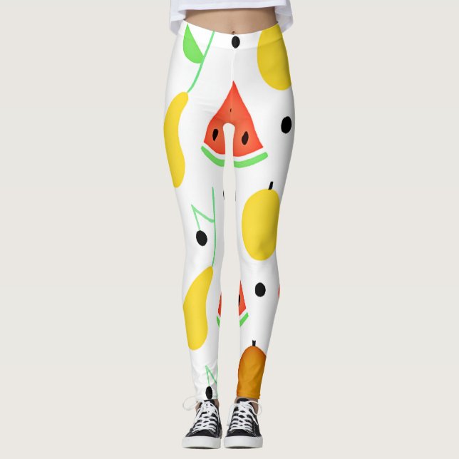 Leggings Diseño de patrones de frutas tropicales (Anverso)