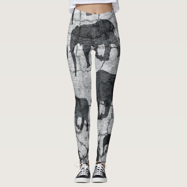 Leggings Diseño de patrones de hormigón elefante (Anverso)