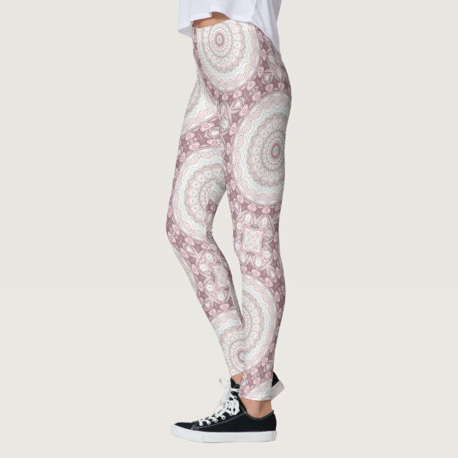 Leggings Diseño de patrones de Mandala rosa y de menta de R (Izquierda)
