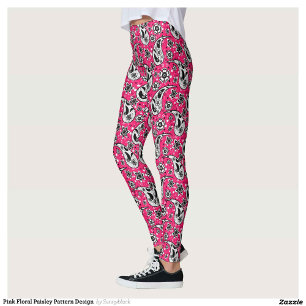 Leggings Diseño de patrones de paisley floral rosa