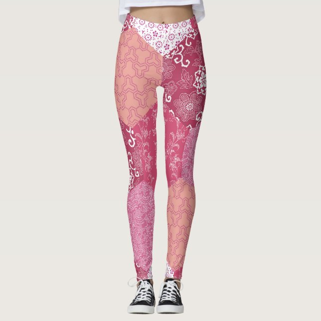 Leggings Diseño de patrones de parches de estilo japonés (Anverso)